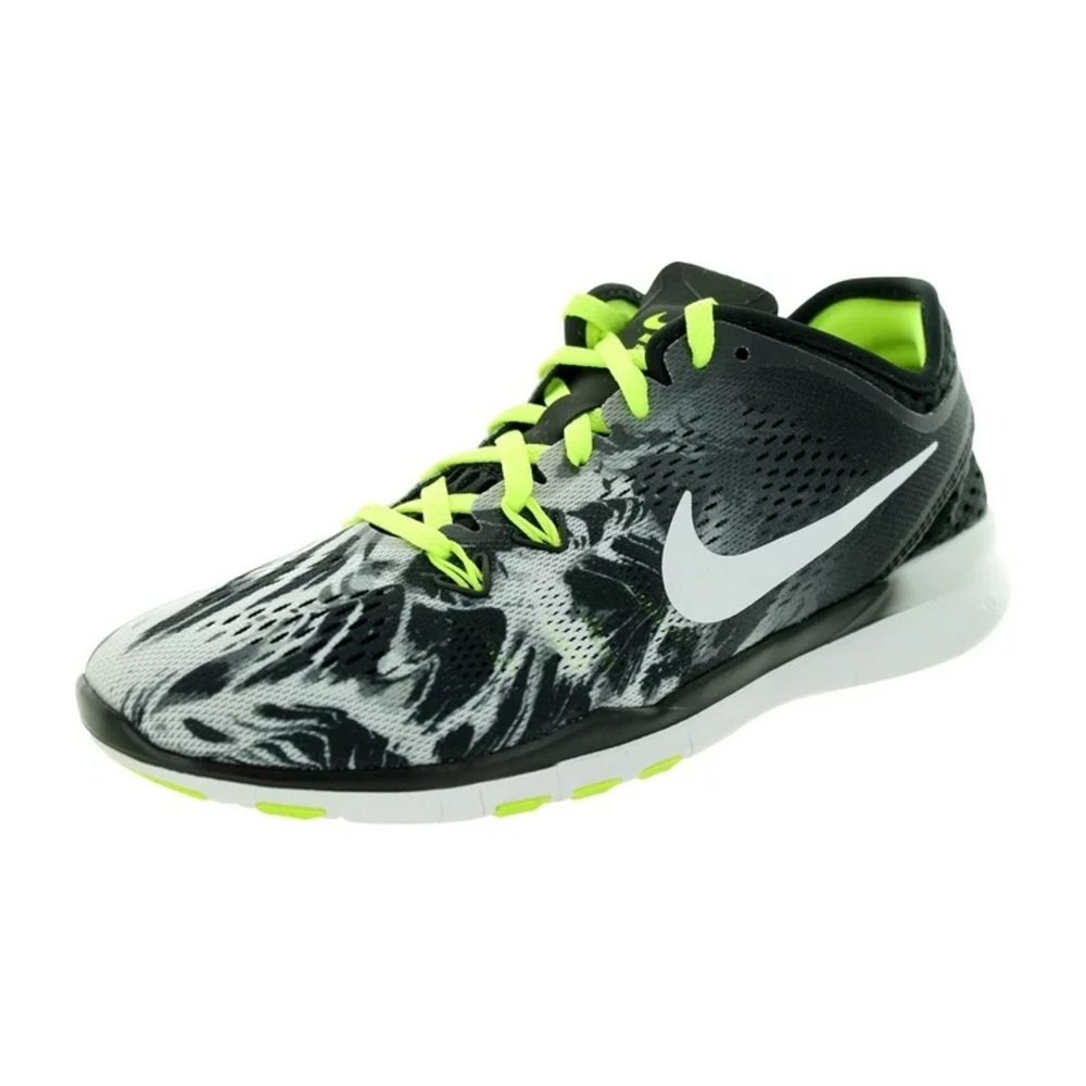Nike Free 5.0 TR Fit 5 Print Running Shoe - Black/White/Volt - 6.5